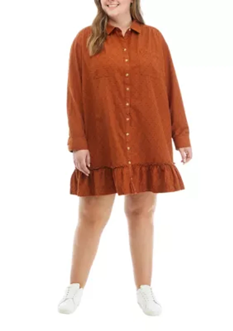 Plus Ruffle Hem Shirtdress