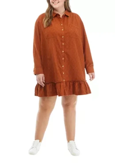 Plus Ruffle Hem Shirtdress