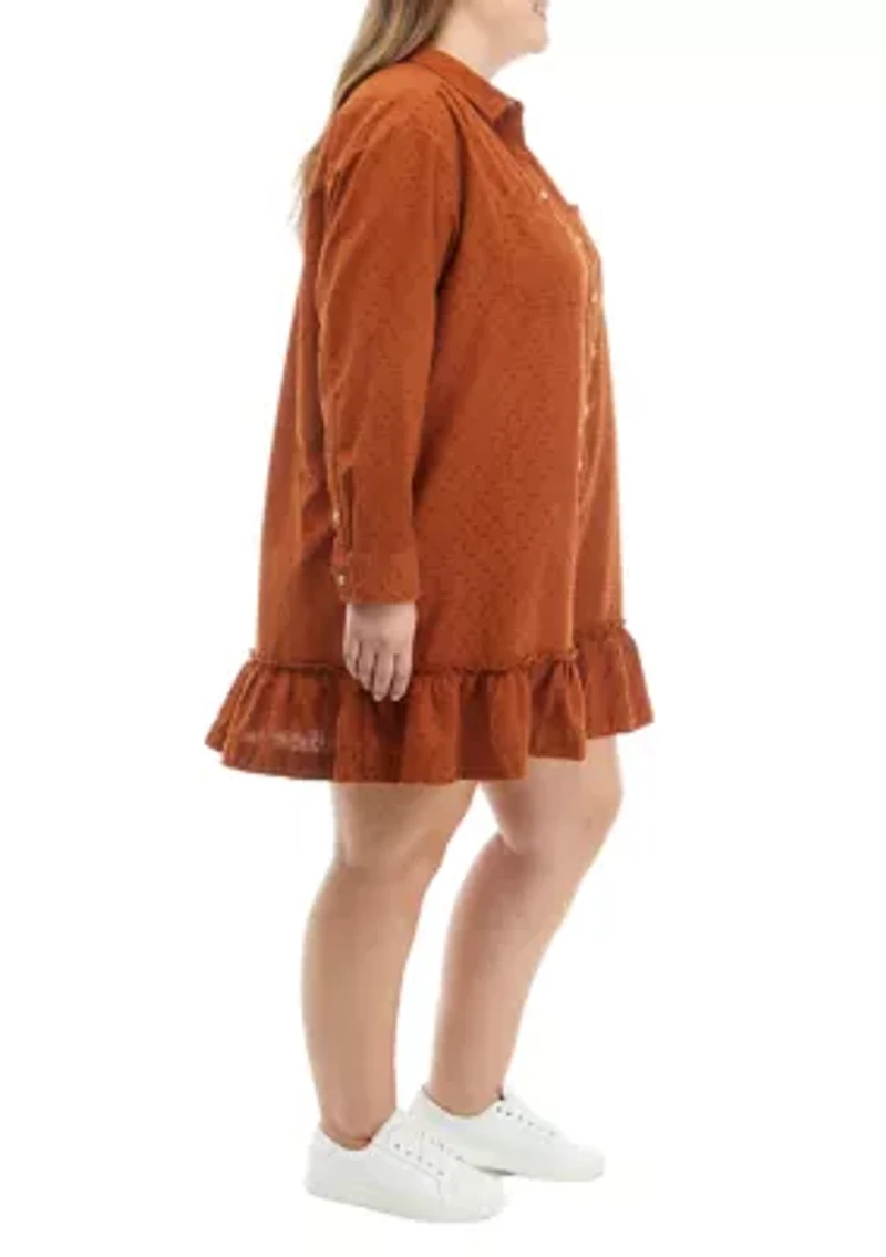 Plus Ruffle Hem Shirtdress