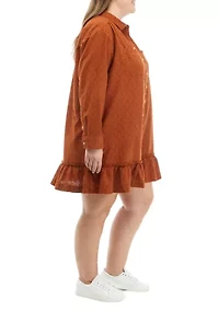 Plus Ruffle Hem Shirtdress