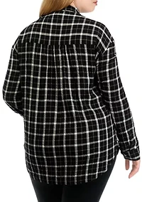 Plus Long Sleeve Printed Boyfriend Shirt