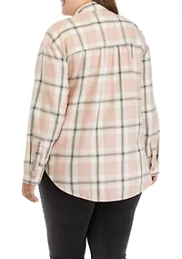 Plus Long Sleeve Yarn Dyed Boyfriend Shirt