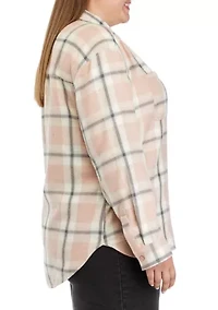 Plus Long Sleeve Yarn Dyed Boyfriend Shirt