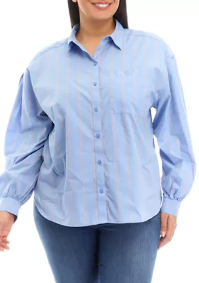 Plus Patch Pocket Button Down Blouse