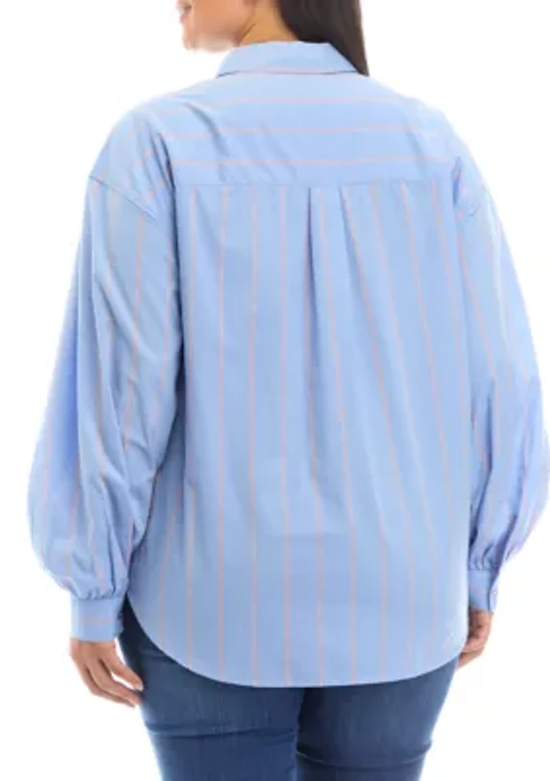 Plus Patch Pocket Button Down Blouse