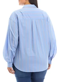 Plus Patch Pocket Button Down Blouse