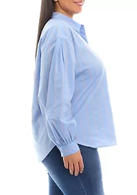 Plus Patch Pocket Button Down Blouse