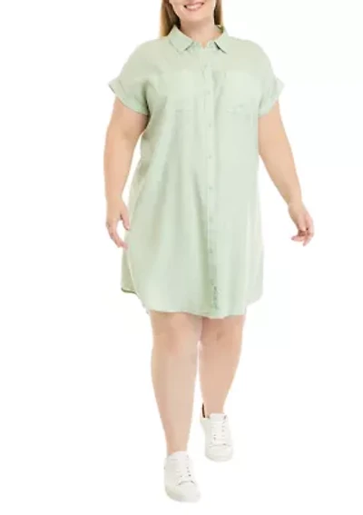 Plus Short Sleeve Shirt Dress