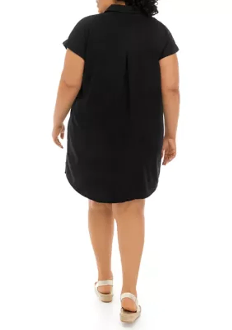 Plus Short Sleeve Shirt Dress