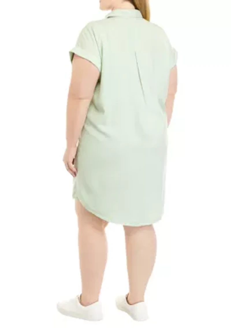 Plus Short Sleeve Shirt Dress