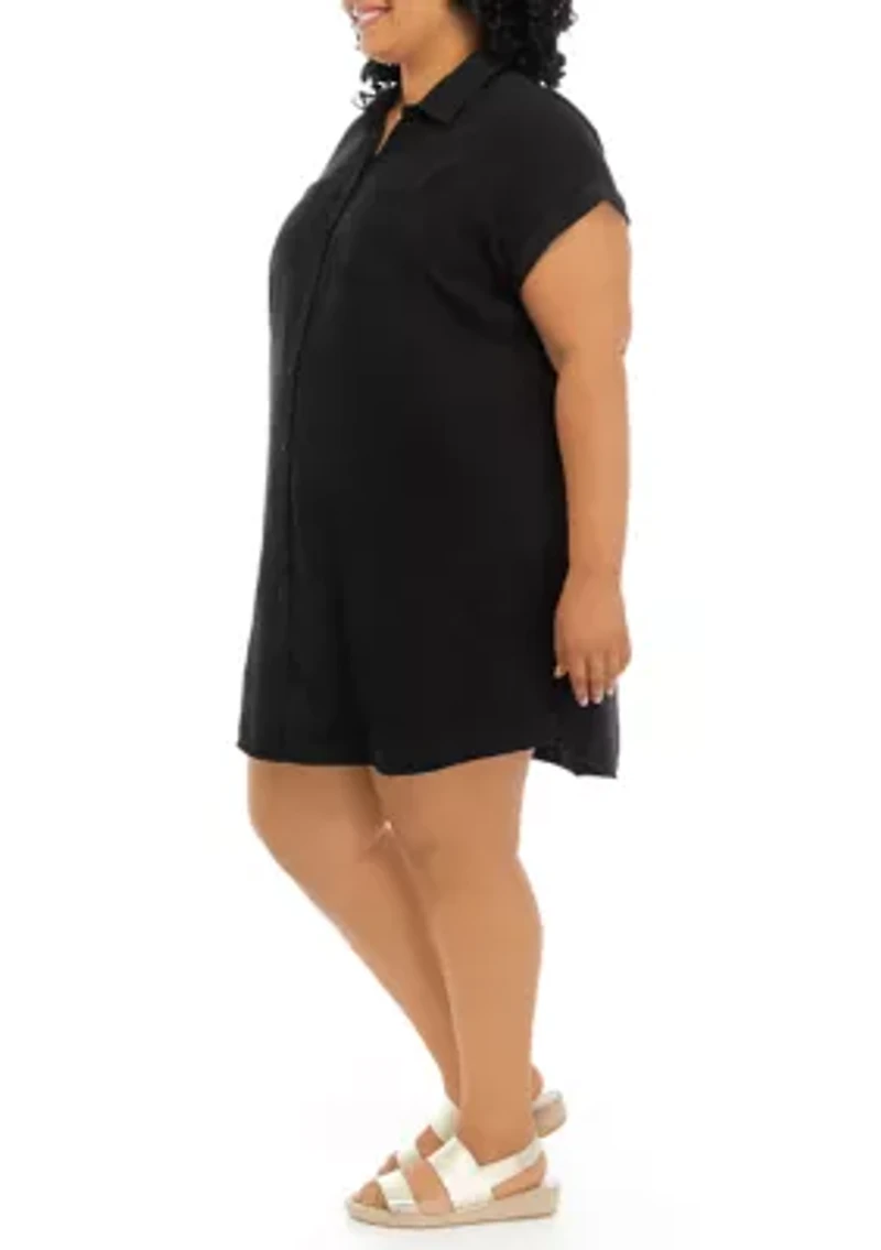Plus Short Sleeve Shirt Dress