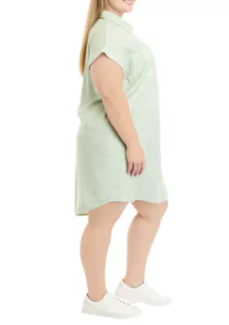 Plus Short Sleeve Shirt Dress