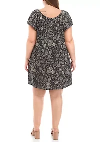 Plus Flutter Sleeve Printed Dress