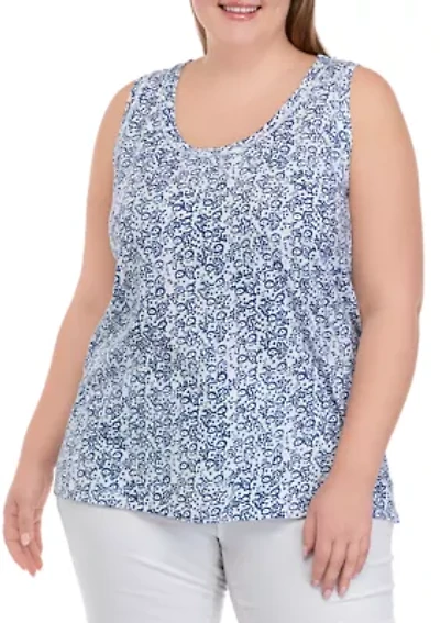 Plus Scoop Neck Printed Tank