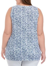 Plus Scoop Neck Printed Tank