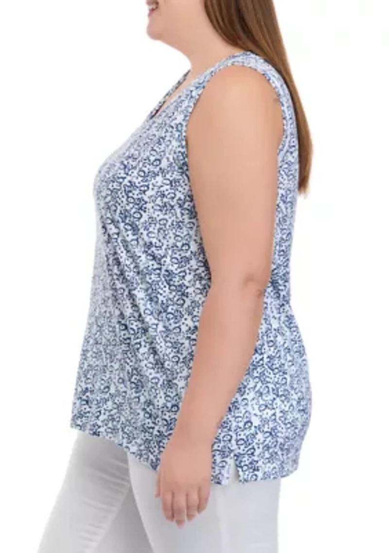 Plus Scoop Neck Printed Tank