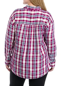 Plus Plaid Print Casual Shirt