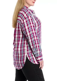 Plus Plaid Print Casual Shirt