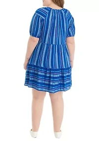 Plus Split Neck Mini Dress