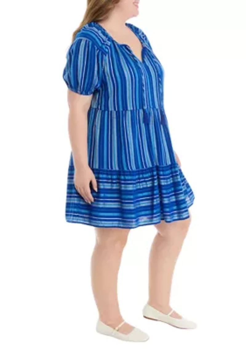 Plus Split Neck Mini Dress
