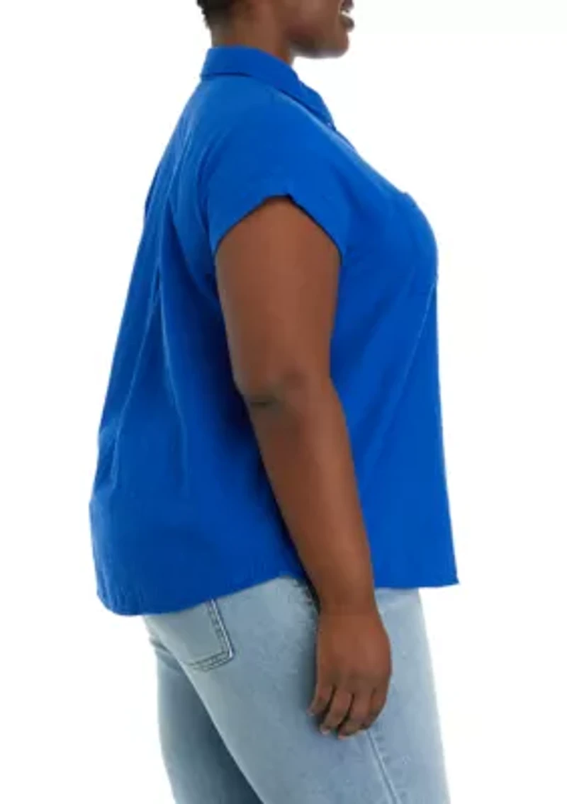 Plus Short Sleeve Camp Top
