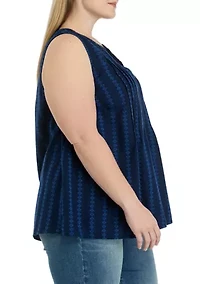 Plus Split Neck Top