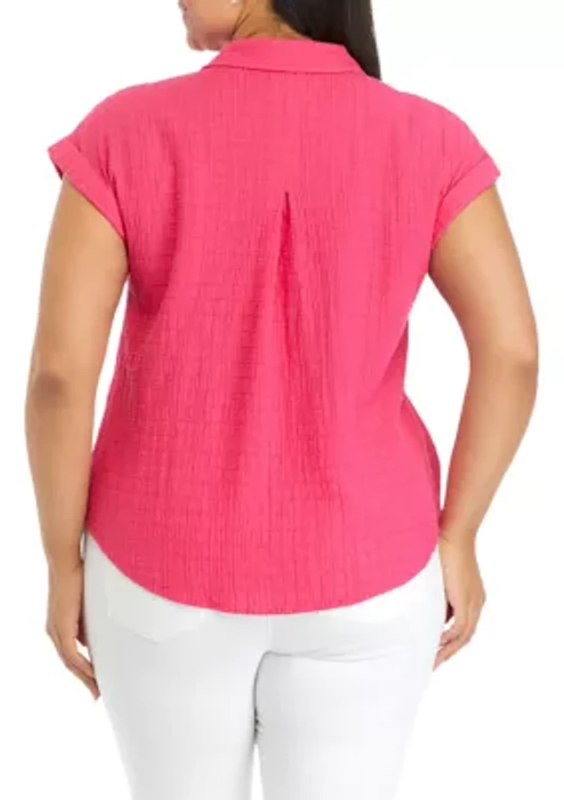 Plus Short Sleeve Camp Shirt