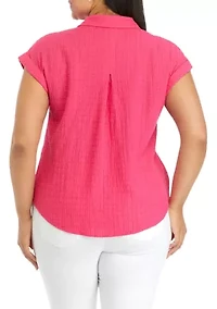 Plus Short Sleeve Camp Shirt
