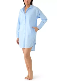 Women's Long Sleeve Button Down Swim Cover Up Dress