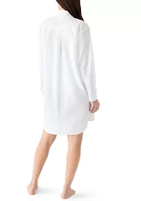 Women's Long Sleeve Button Down Swim Cover Up Dress
