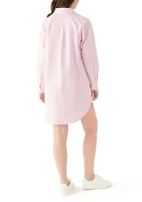 Women's Long Sleeve Button Down Swim Cover Up Dress