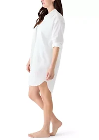 Women's Long Sleeve Button Down Swim Cover Up Dress