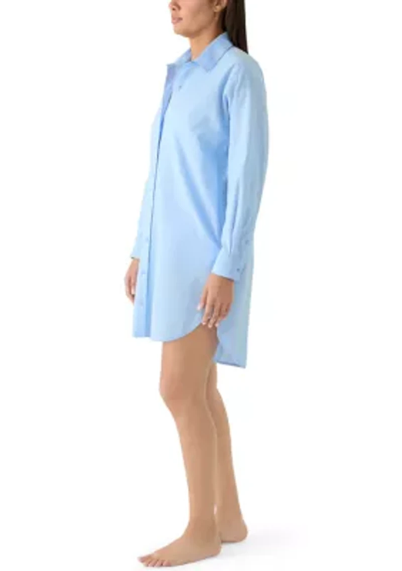 Women's Long Sleeve Button Down Swim Cover Up Dress