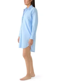 Women's Long Sleeve Button Down Swim Cover Up Dress