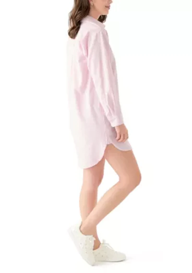 Women's Long Sleeve Button Down Swim Cover Up Dress
