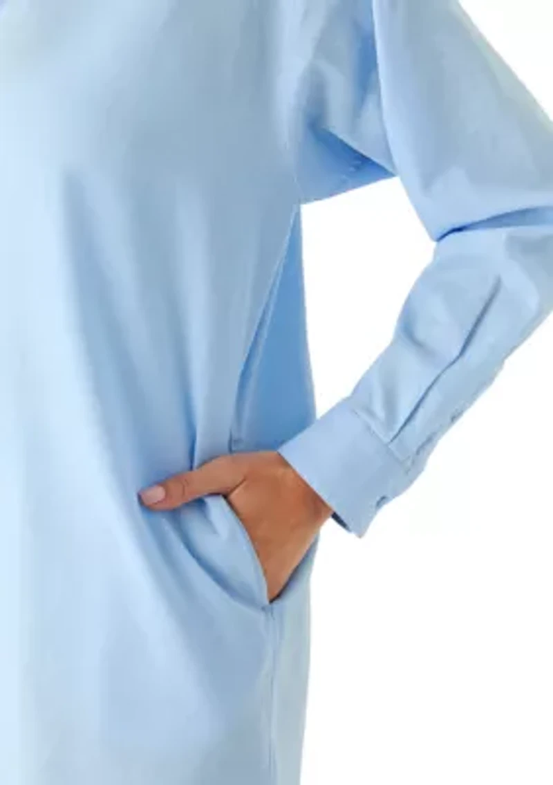 Women's Long Sleeve Button Down Swim Cover Up Dress