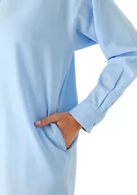 Women's Long Sleeve Button Down Swim Cover Up Dress