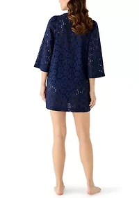 Women's Long Sleeve Eyelet Dress Cover Up