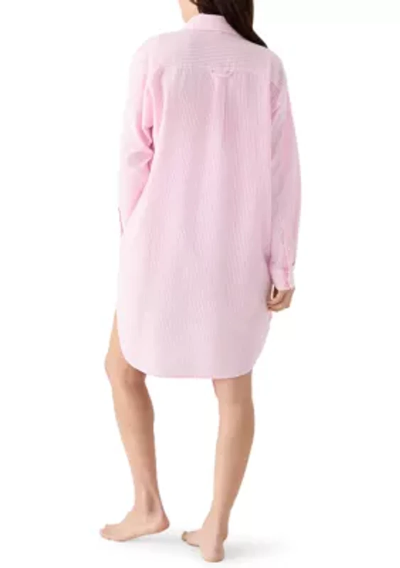 Women's Long Sleeve Button Down Swim Cover Up Dress