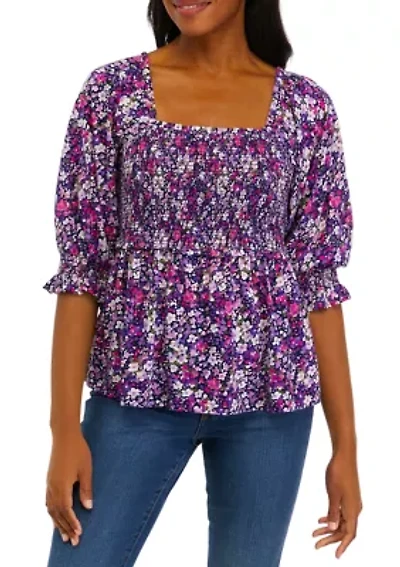 Women's Elbow Sleeve Smocked T-Shirt