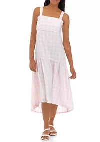 Women's Sleeveless Tie Back Yarn Dyed Dress