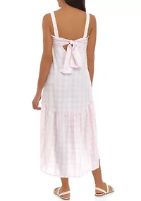 Women's Sleeveless Tie Back Yarn Dyed Dress