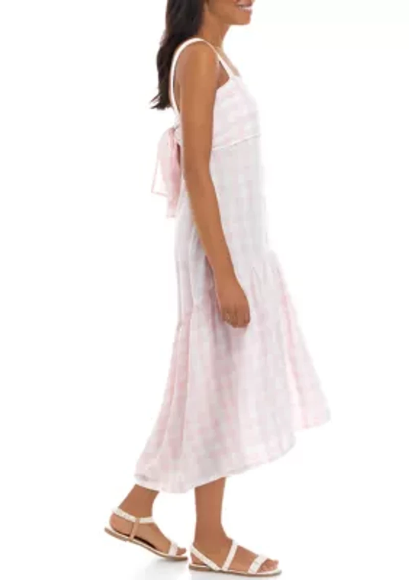 Women's Sleeveless Tie Back Yarn Dyed Dress