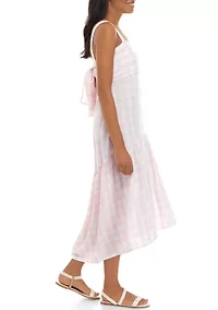 Women's Sleeveless Tie Back Yarn Dyed Dress
