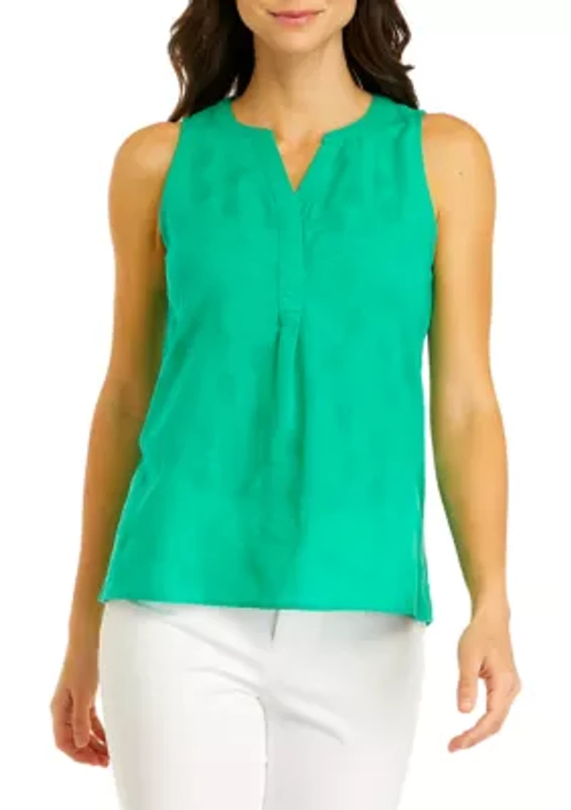 Women's Sleeveless Solid Peasant Top