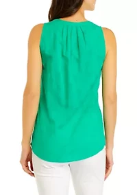 Women's Sleeveless Solid Peasant Top