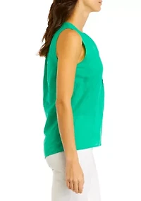 Women's Sleeveless Solid Peasant Top