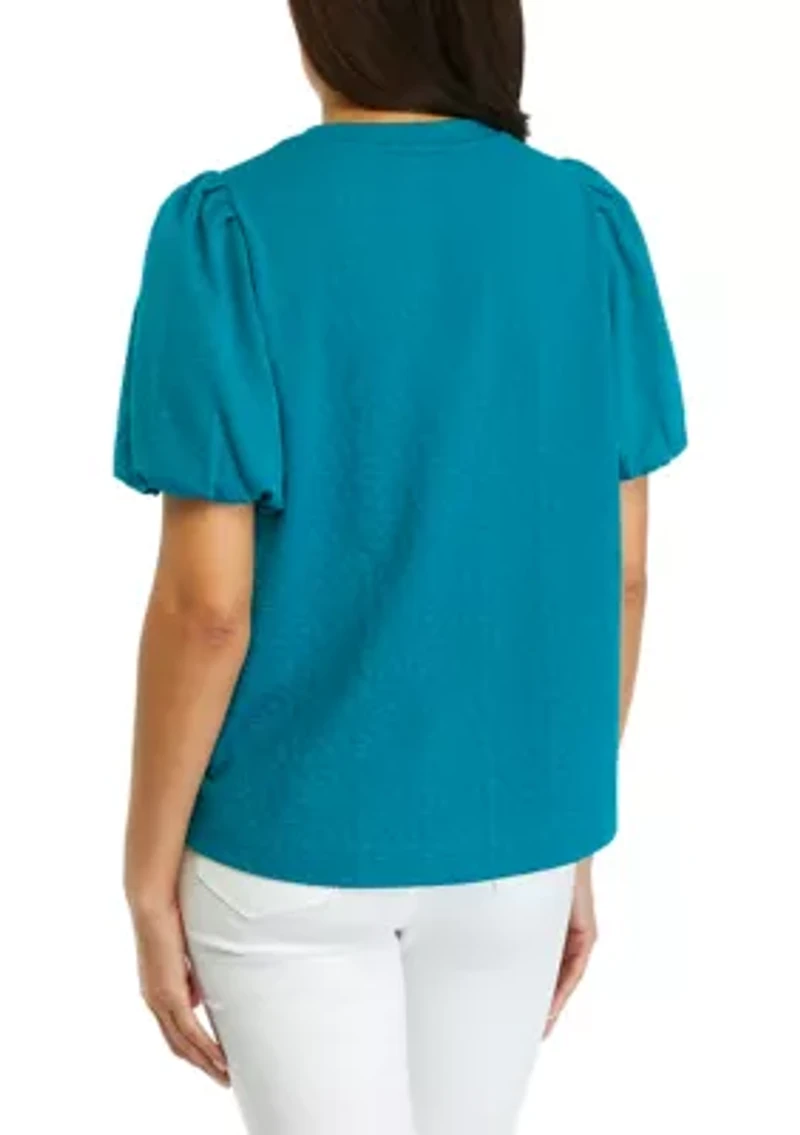 Women's Solid Jacquard Top