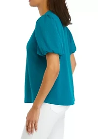 Women's Solid Jacquard Top