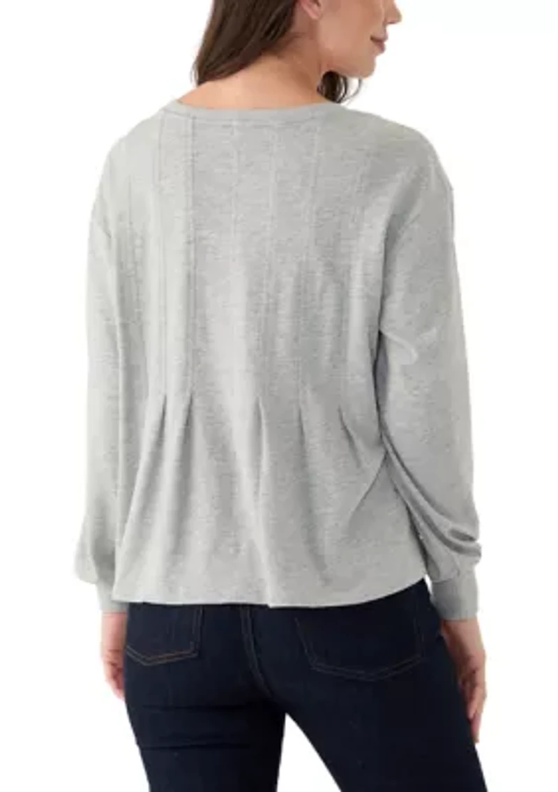 Women's Solid Pleated Front Sweatshirt